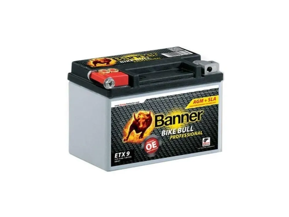 Motobaterie Banner Bike Bull 12V, ETX 9, 8Ah, 120A, AGM PRO 150x88x106 Levný