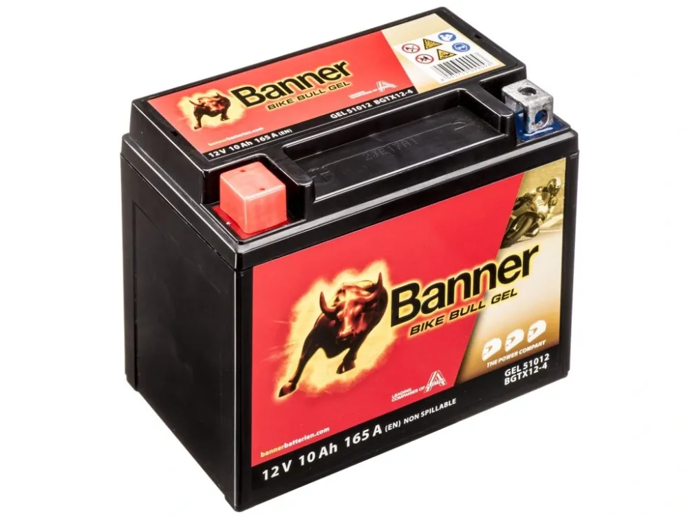 Poslední Šance Motobaterie Banner Bike Bull 12V, YTX12-BS, 10Ah, 160A, AGM 150x87x131 GEL