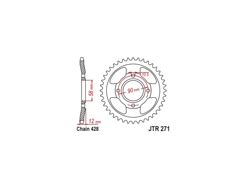 Sleva JT JTR271.50 Zadní kolečko (rozeta), 50 zubů, 428 HONDA CLR 125 98-03, NX 125 89-98