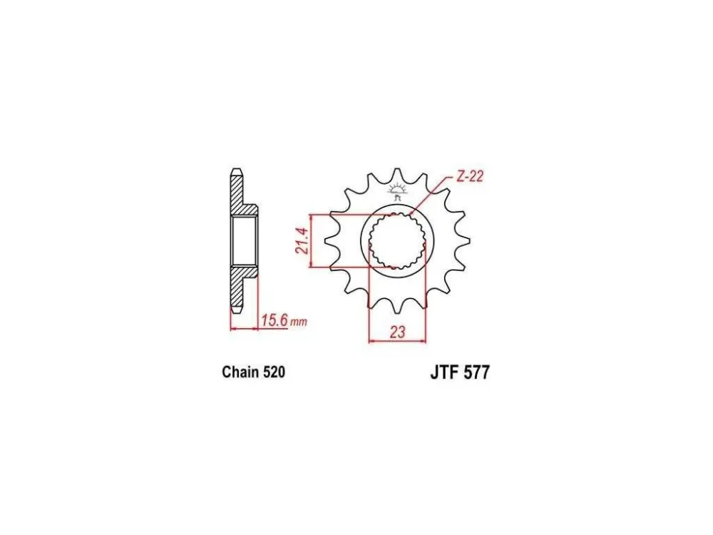 Zlevněný JT JTF577.15RB Přední kolečko (pastorek), 15 zubů, 520