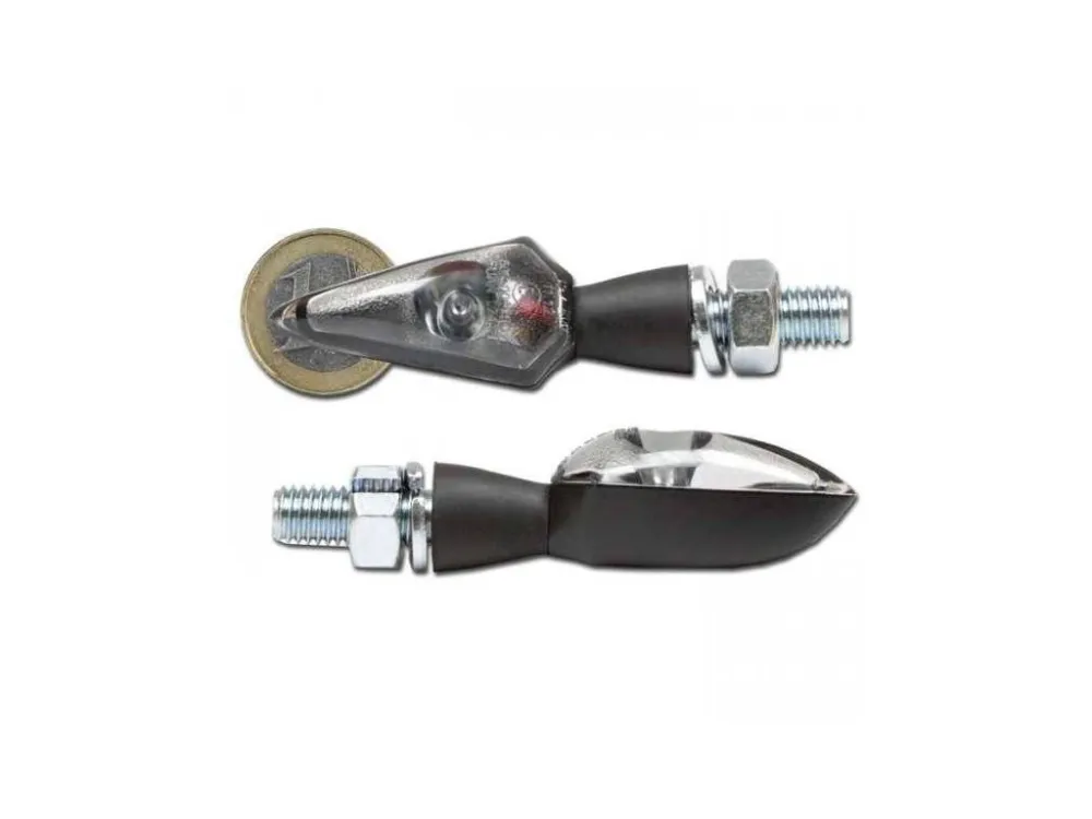 LED blinkry Spearhead na motorku, tónované sklo, krátké, černá, M8 Cenová Bomba