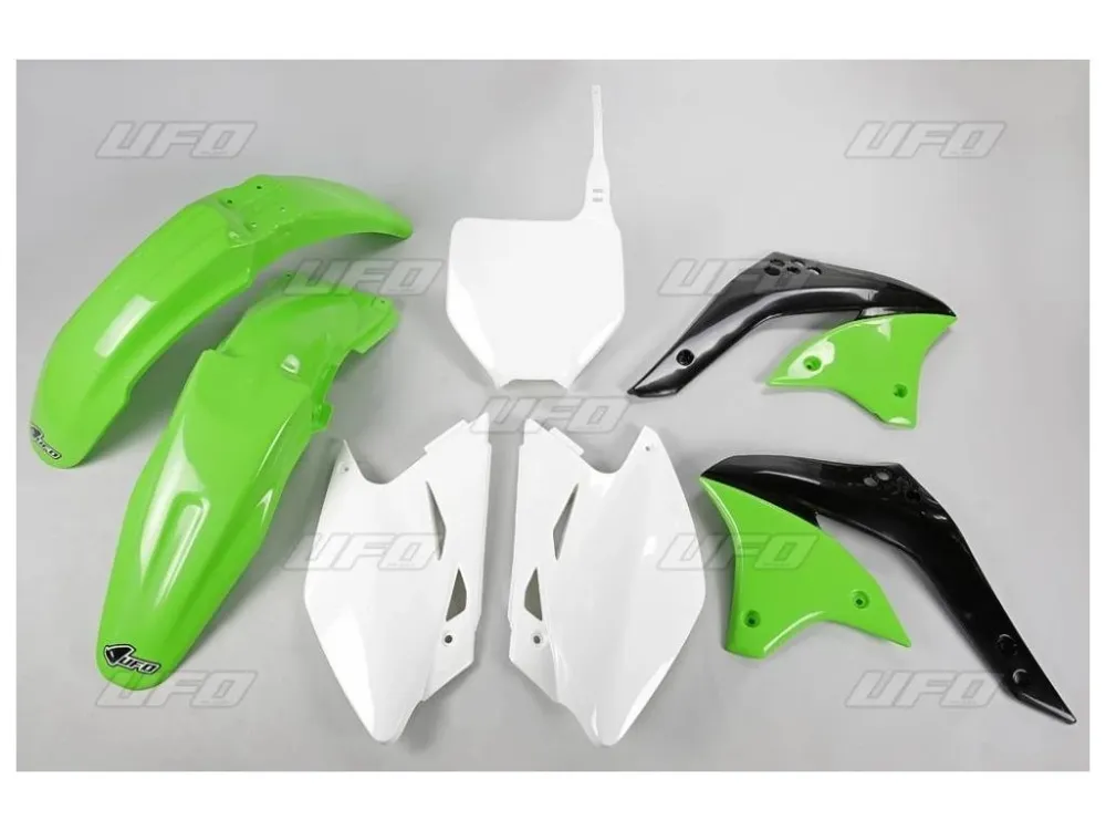 Originální UFO kompletní plasty KAWASAKI KXF 450 06, barva OEM (zelená/bílá)