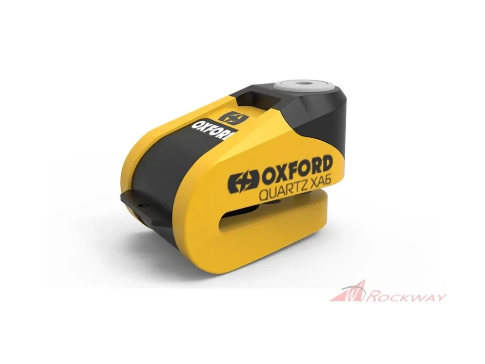 Autentický zámek kotoučové brzdy Quartz Alarm XA6, OXFORD (integrovaný alarm, žlutý/černý, průměr čepu 6 mm)- 5A
