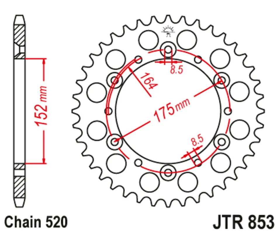 Časově Omezené Řetězová rozeta JT JTR 853-42 42 zubů, 520