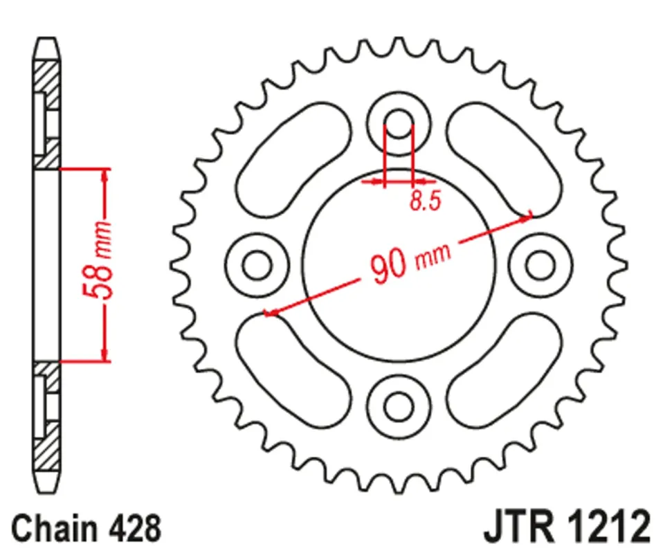 Řetězová rozeta JT JTR 1212-37 37 zubů, 428 Ověřený