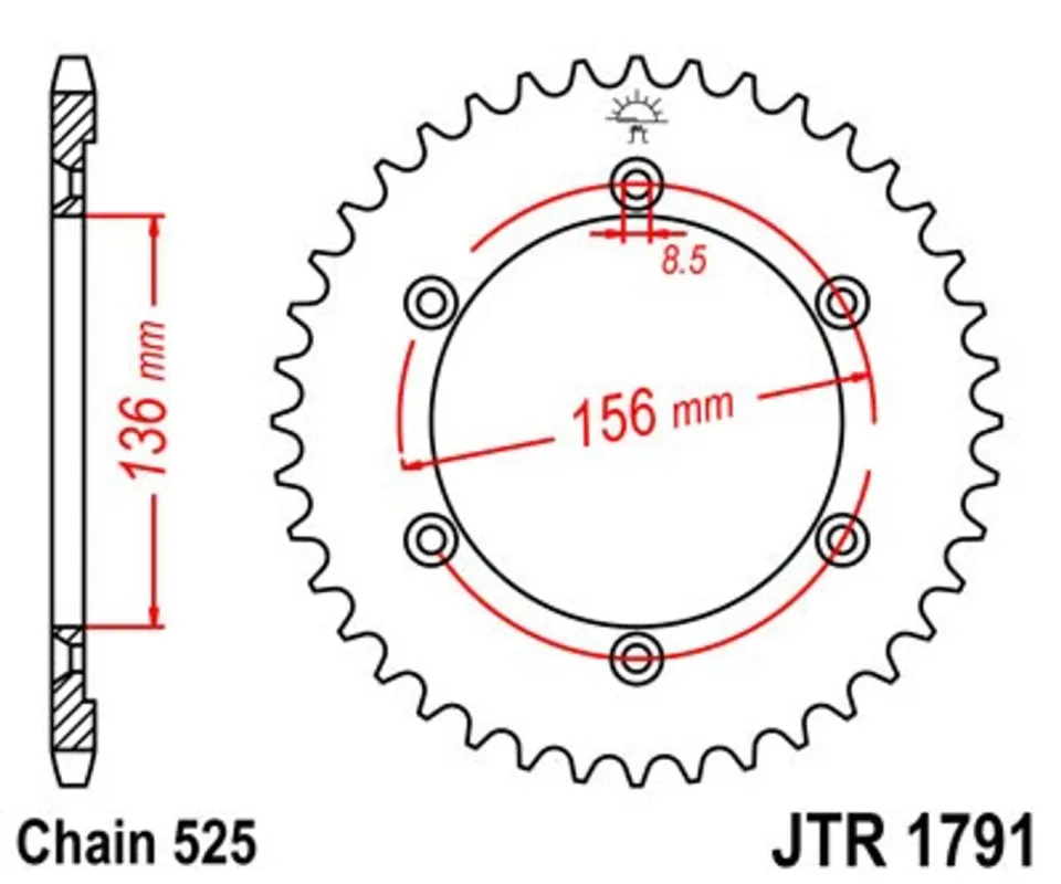 Řetězová rozeta JT JTR 1791-46 46 zubů, 525 Značkový