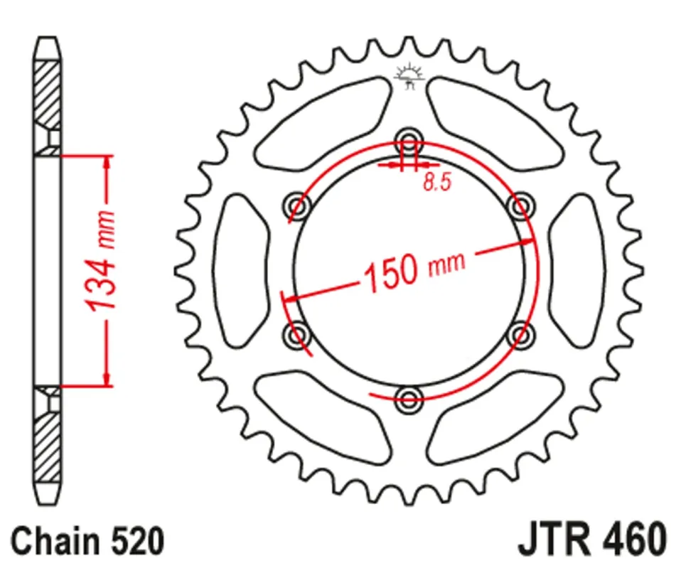 Řetězová rozeta JT JTR 460-42 42 zubů, 520 Výprodej