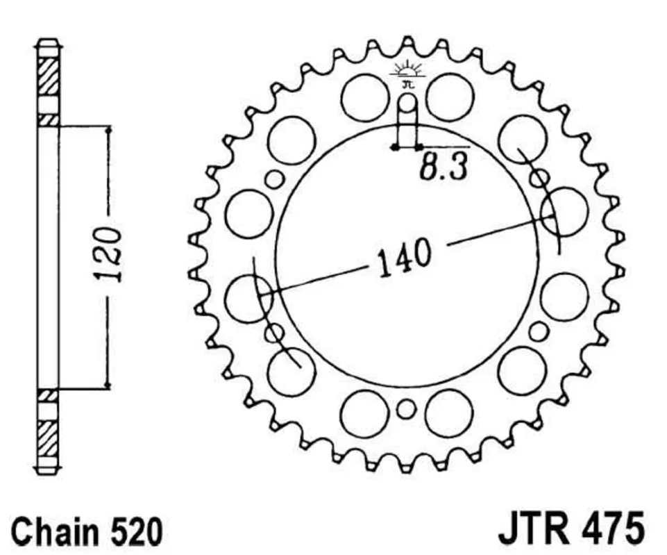 Aktuální Řetězová rozeta JT JTR 475-40 40 zubů, 520