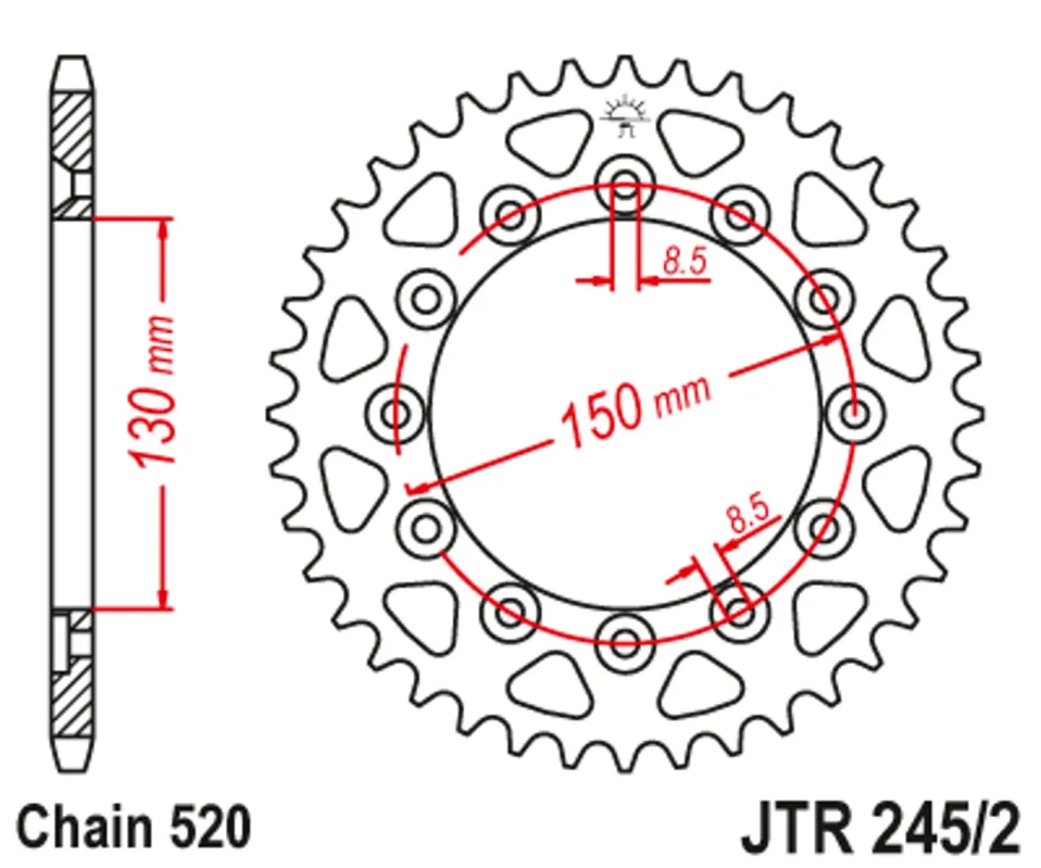 Vysoce Kvalitní Řetězová rozeta JT JTR 245/2-44 44 zubů, 520