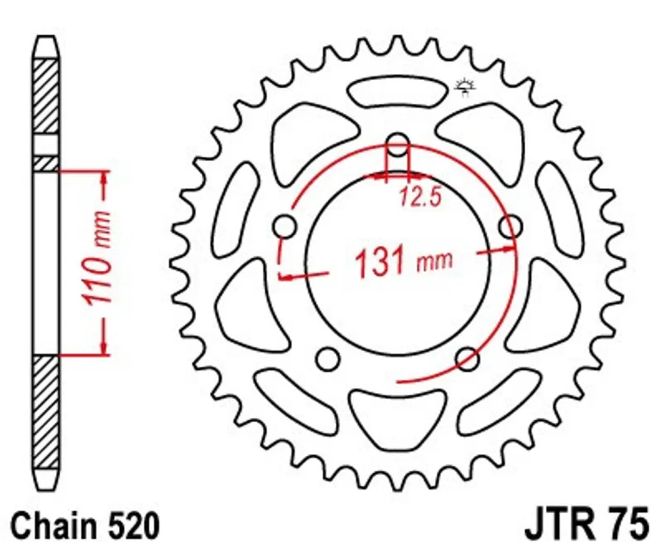Akce Řetězová rozeta JT JTR 75-42 42 zubů, 520
