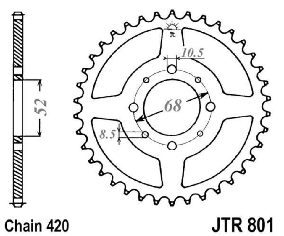 Výhodná Nabídka Řetězová rozeta JT JTR 801-54 54 zubů, 420