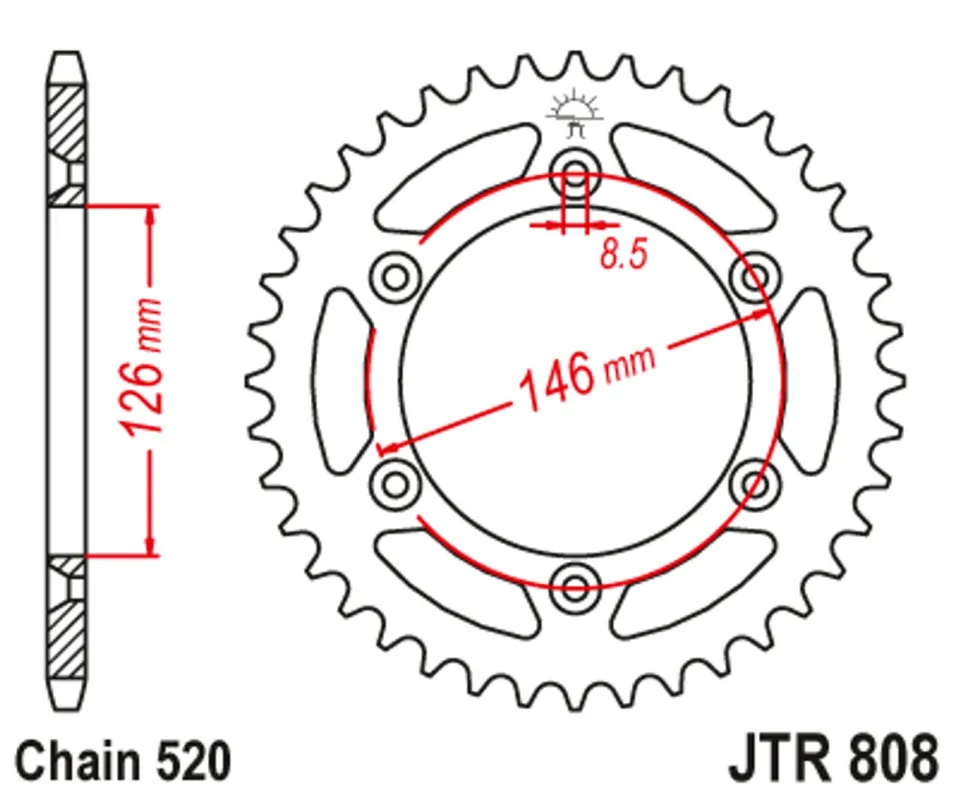 Tovární Cena Řetězová rozeta JT JTR 808-43 43 zubů, 520