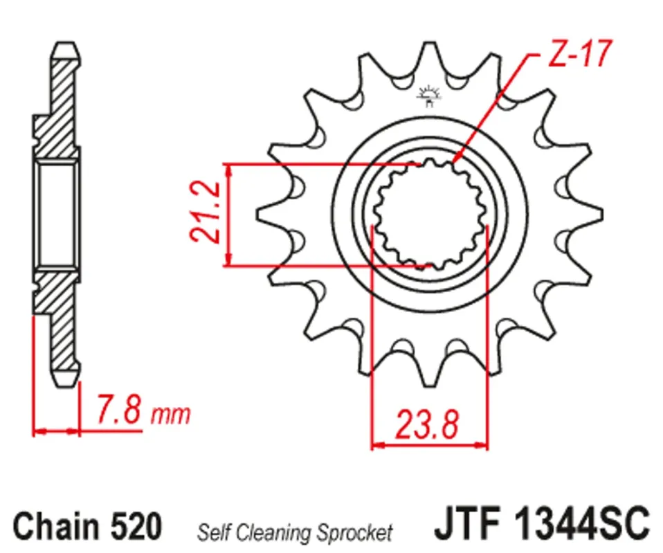 Řetězové kolečko JT JTF 1344-14SC 14 zubů, 520 Originální