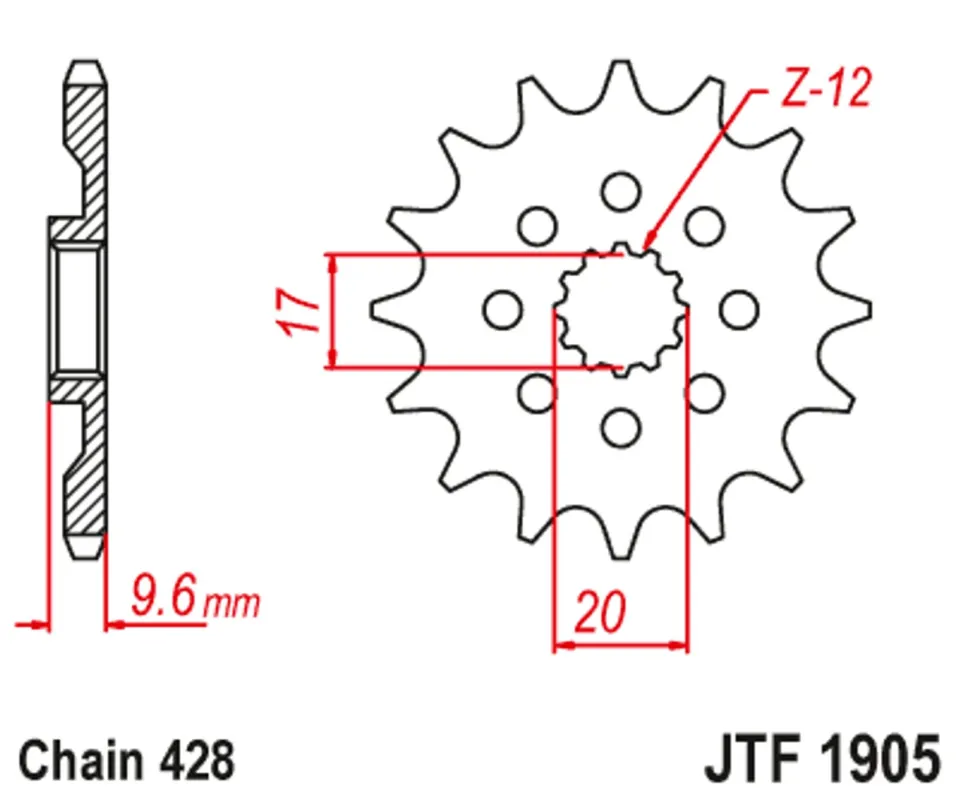 Řetězové kolečko JT JTF 1905-13 13 zubů, 428 Omezená Nabídka