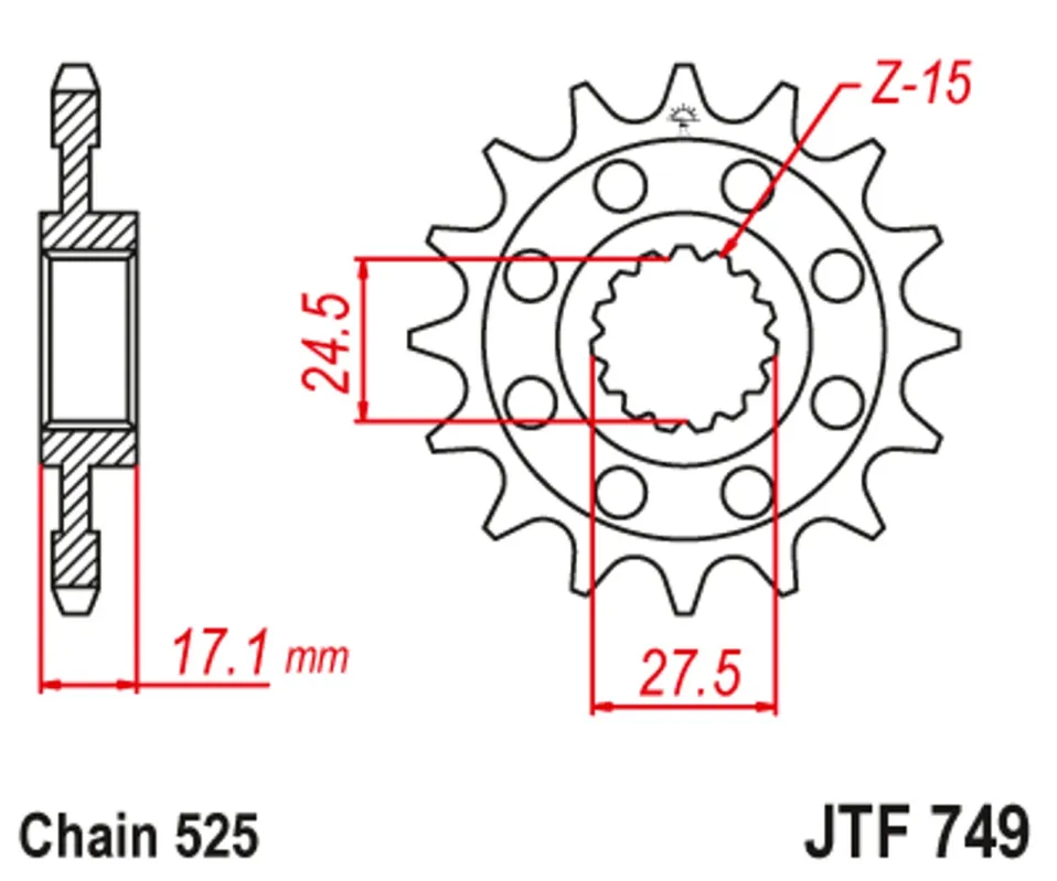 Akční Cena Řetězové kolečko JT JTF 749-16 16 zubů, 525