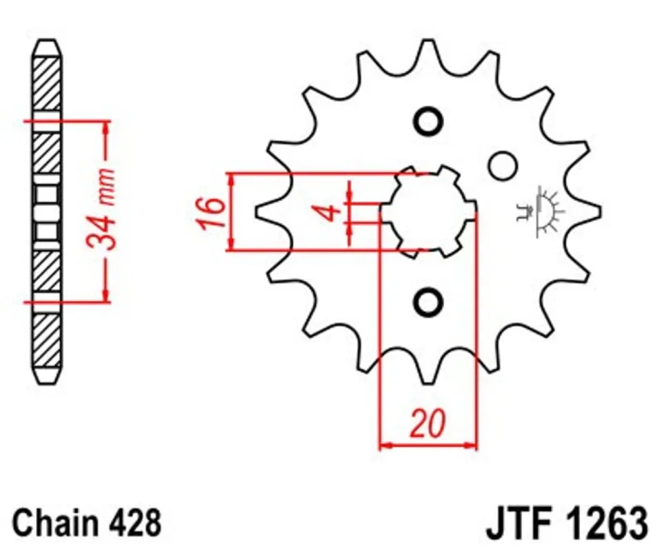 Aktuální Řetězové kolečko JT JTF 1263-12 12 zubů, 428