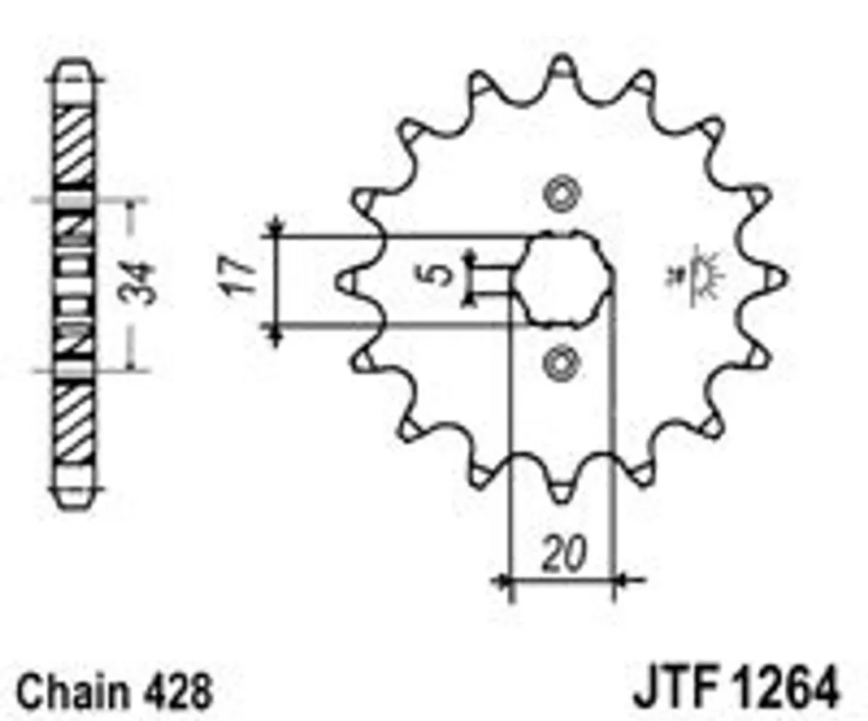 Akční Nabídka Řetězové kolečko JT JTF 1264-17 17 zubů, 428