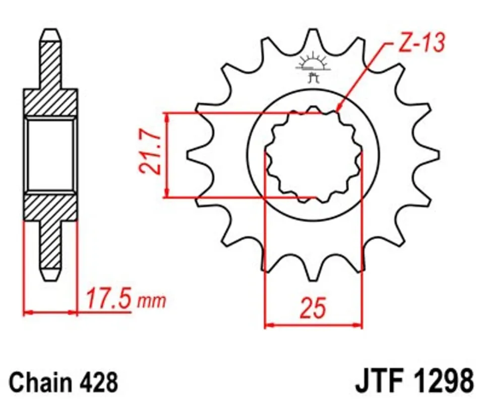 Tovární Cena Řetězové kolečko JT JTF 1298-17 17 zubů, 428