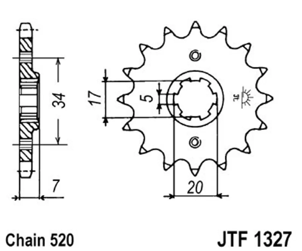 Akce Řetězové kolečko JT JTF 1327-15 15 zubů, 520