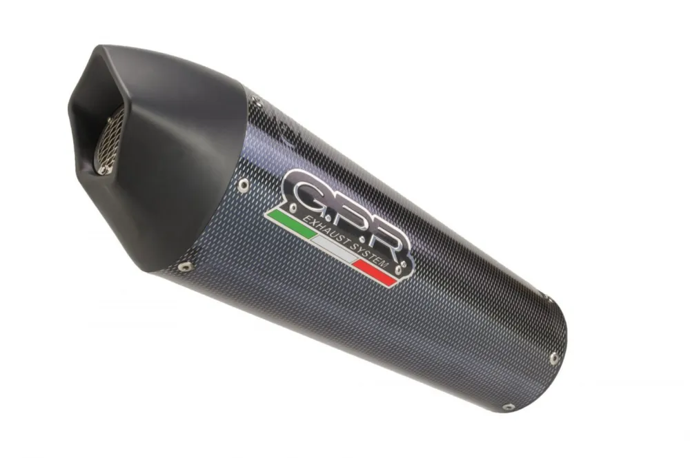 Koncovka výfuku Slip-on GPR NEW GRAND PRIX EVO POPPY E4.D.128.CAT.GPAN.PO Karbonový vzhled zahrnuje spojovací svod, odnímatelný dB killer a katalyzátor Aktuální