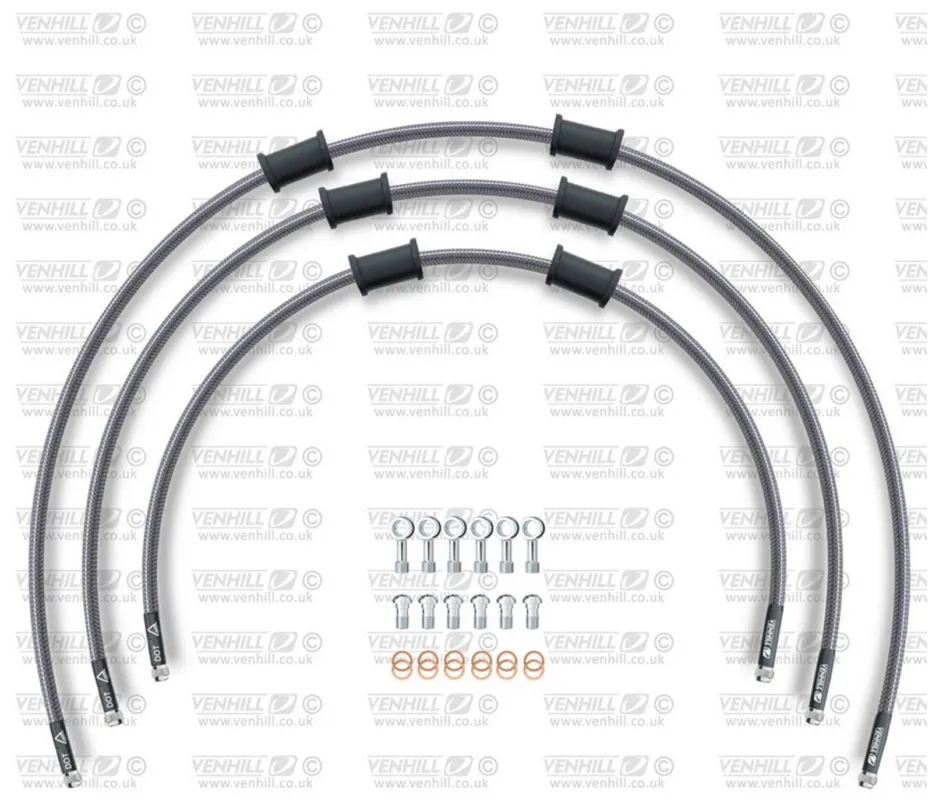 STANDARD Hadice přední brzdy sada Venhill POWERHOSEPLUS KAW-15002F (3 hadice v sadě) Průhledné hadice, chromové koncovky Oblíbený
