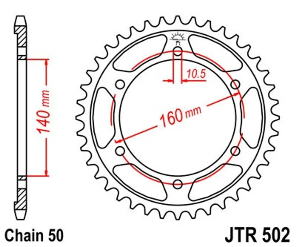 Řetězová rozeta JT JTR 502-50 50 zubů, 530 Akce