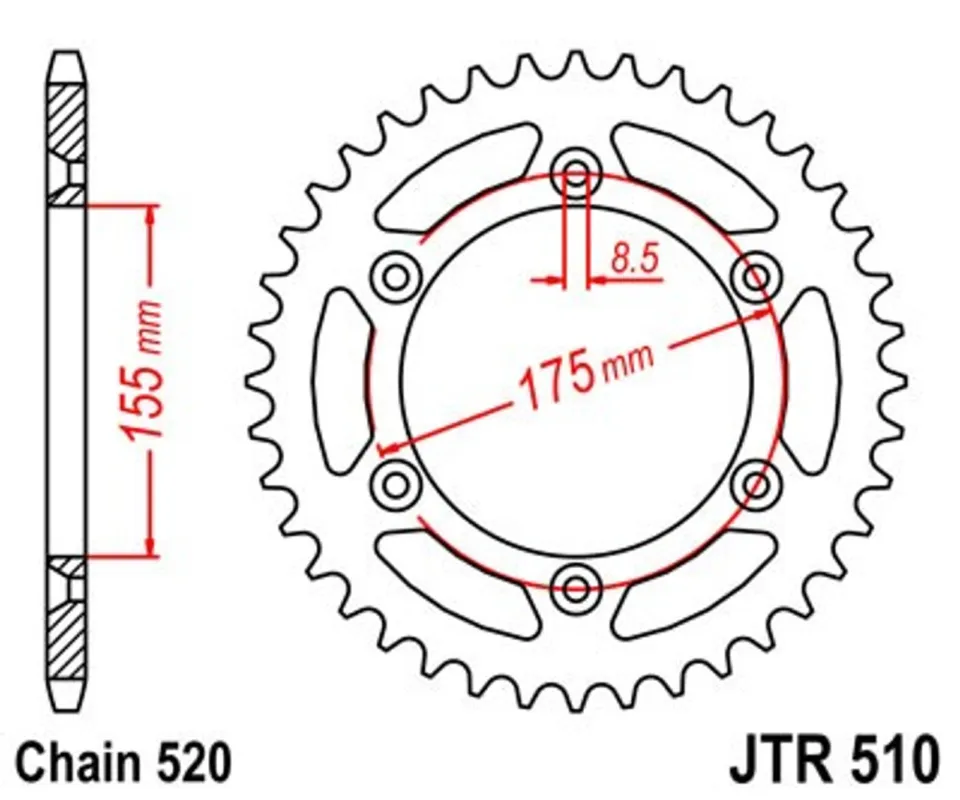 Akční Nabídka Řetězová rozeta JT JTR 510-46 46 zubů, 520