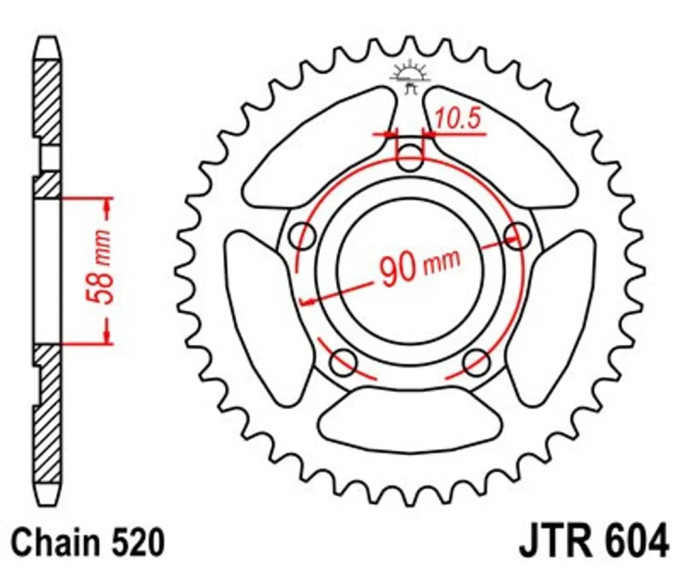 Řetězová rozeta JT JTR 604-44 44 zubů, 520 Nejprodávanější