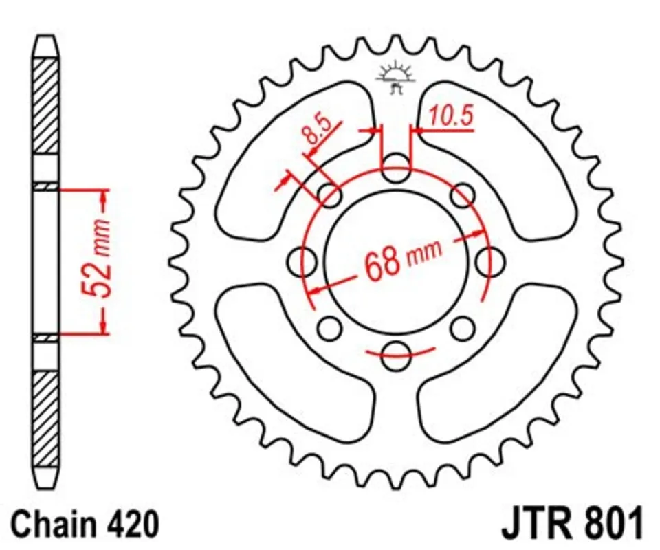 Značkový Řetězová rozeta JT JTR 801-32 32 zubů, 420