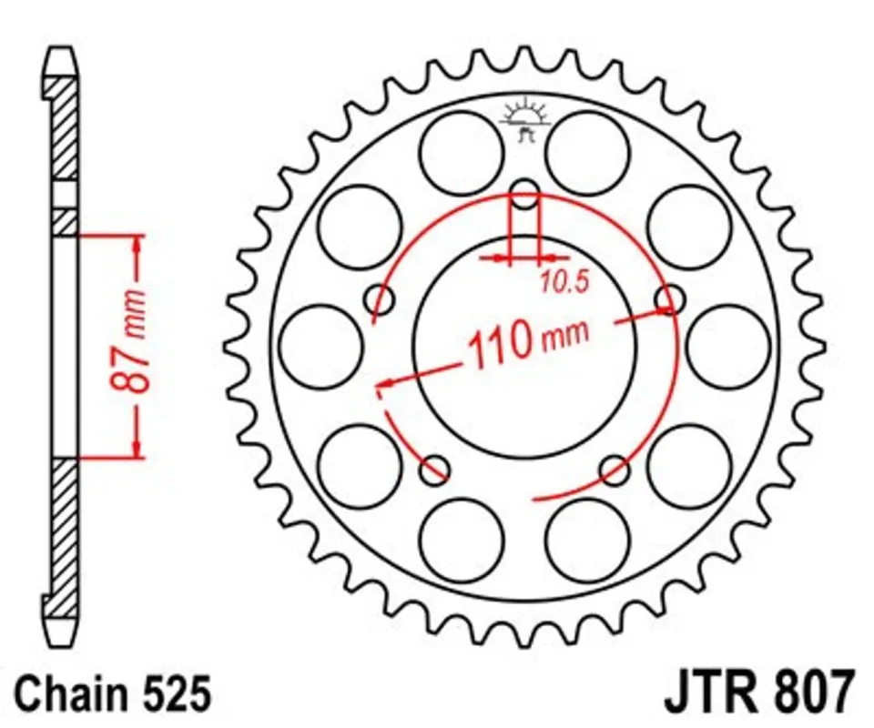 Řetězová rozeta JT JTR 807-48 48 zubů, 525 Tovární Cena