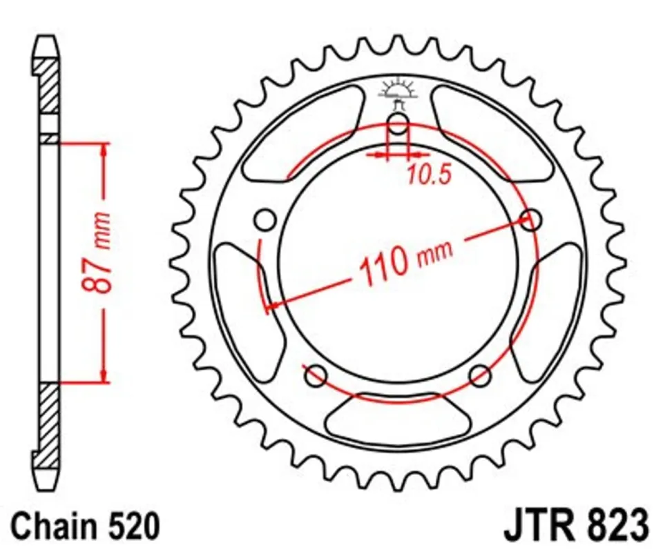 Horká Nabídka Řetězová rozeta JT JTR 823-45 45 zubů, 520