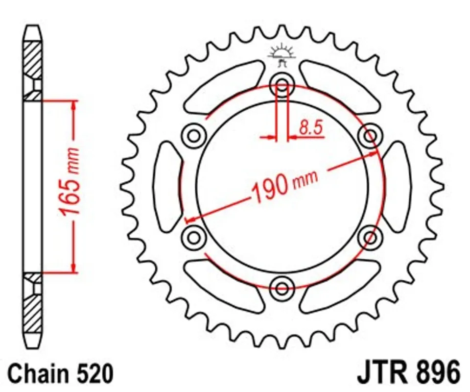 Aktuální Řetězová rozeta JT JTR 896-52 52 zubů, 520