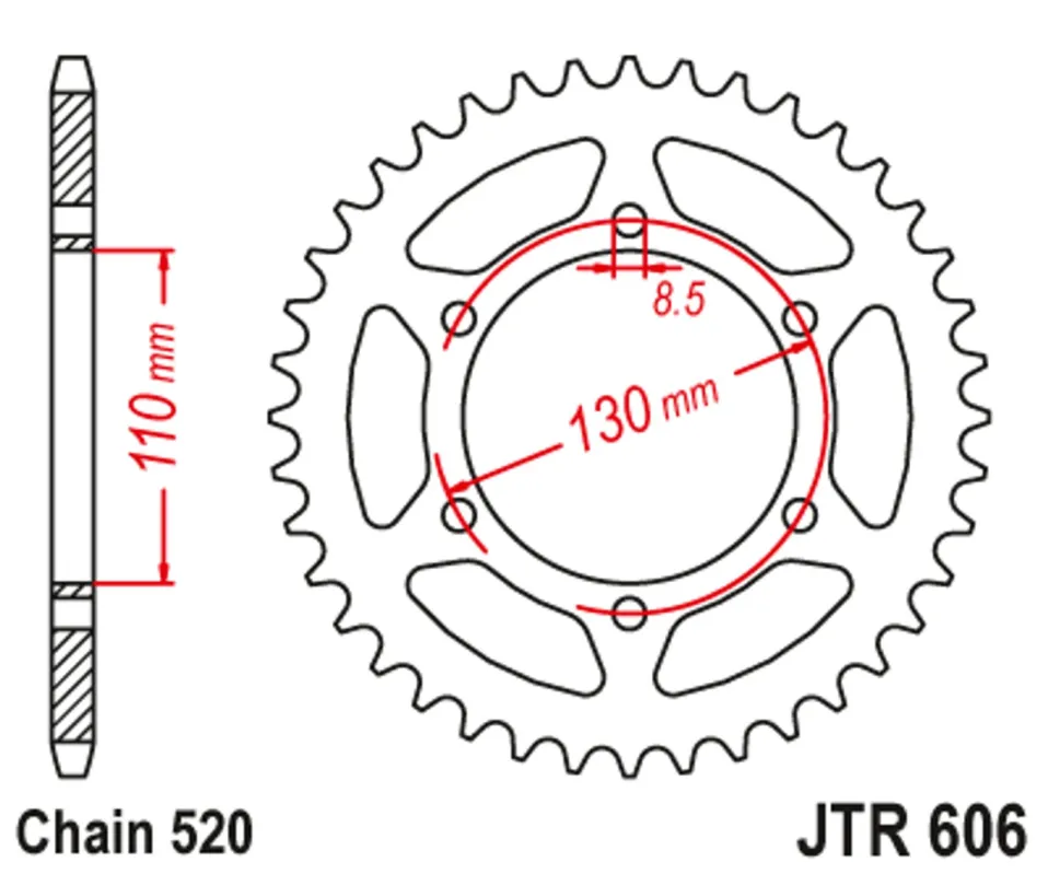 Řetězová rozeta JT JTR 606-43 43 zubů, 520 Akce