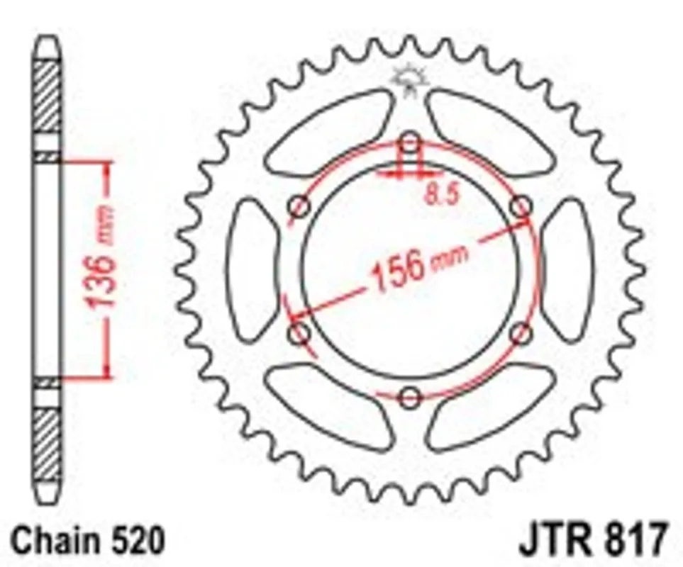 Řetězová rozeta JT JTR 817-46 46 zubů, 520 Cenový Hit