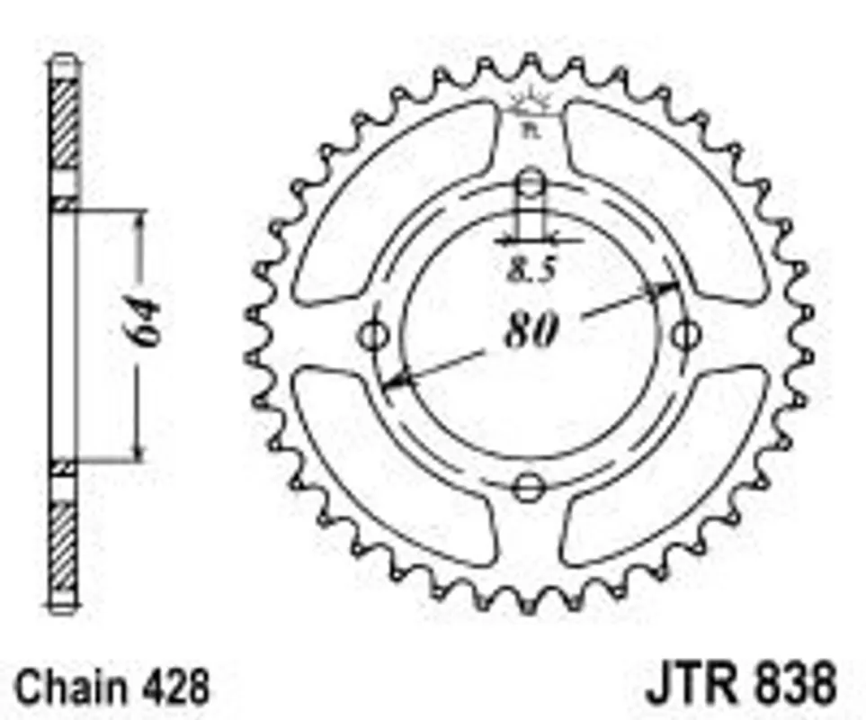 Řetězová rozeta JT JTR 838-49 49 zubů, 428 Tovární Cena