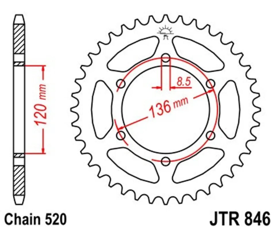 Rychlé Dodání Řetězová rozeta JT JTR 846-37 37 zubů, 520
