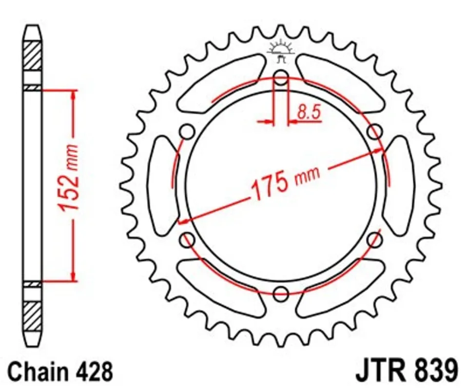 Výprodej Řetězová rozeta JT JTR 839-51 51 zubů, 428