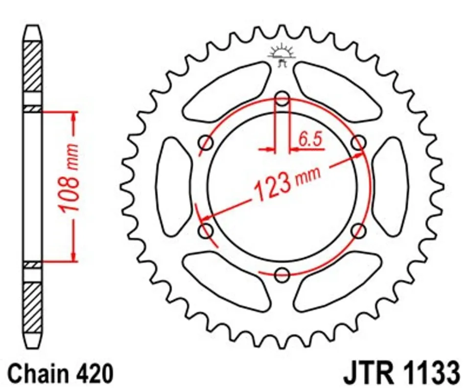 Vysoce Kvalitní Řetězová rozeta JT JTR 1133-65 65 zubů, 420