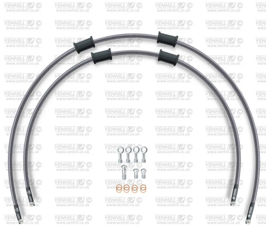 Akce RACE Hadice přední brzdy sada Venhill POWERHOSEPLUS SUZ-7034FS (2 hadice v sadě) Průhledné hadice, nerezové koncovky