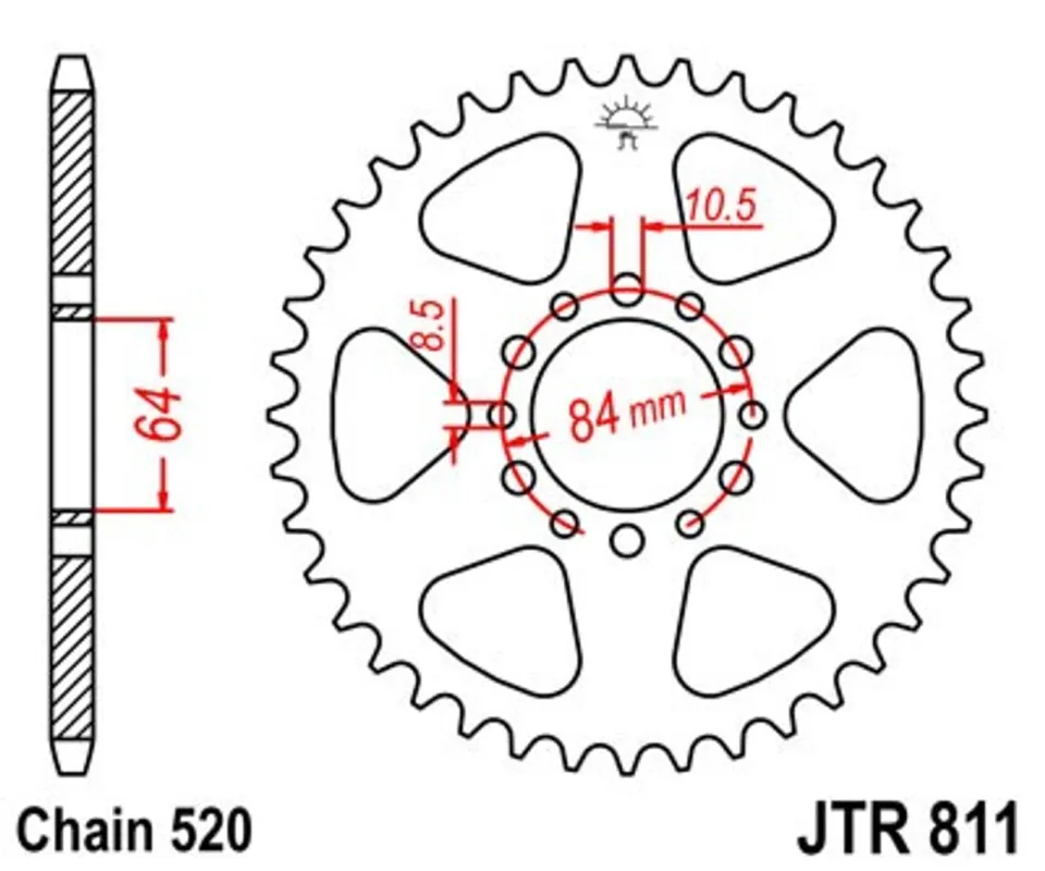 Sleva Řetězová rozeta JT JTR 811-46 46 zubů, 520