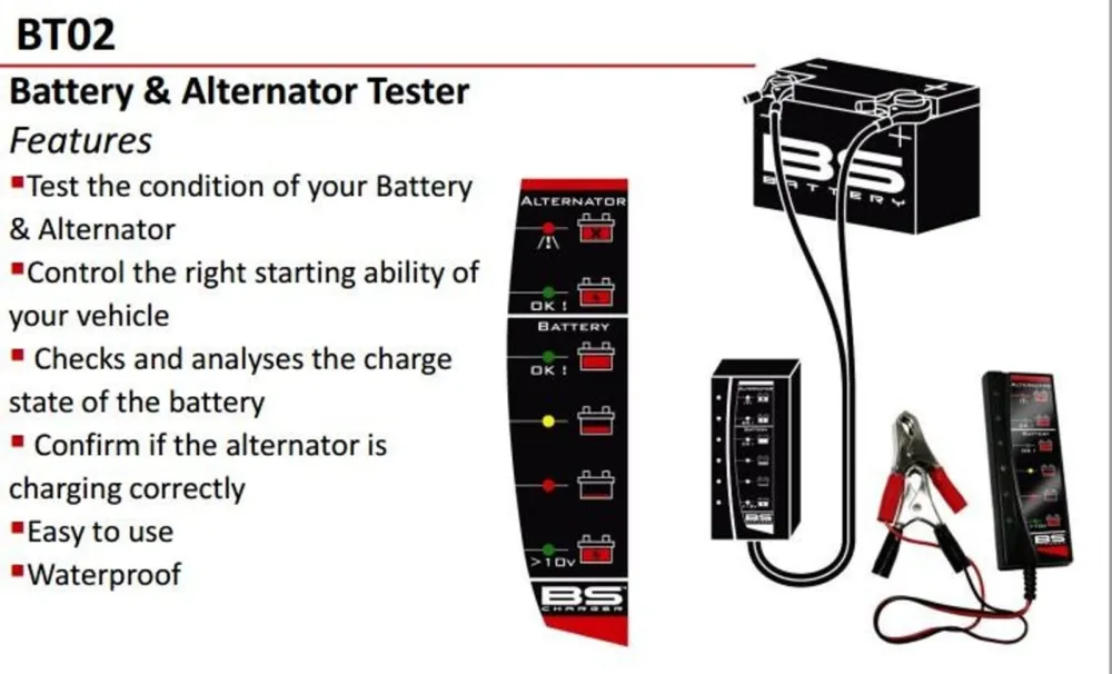 Tester baterie a alternátoru BS-BATTERY BT02 Odeslání Ihned