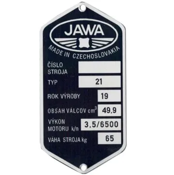 Štítek rámu Jawa 50 typ 21 Objednat Nyní