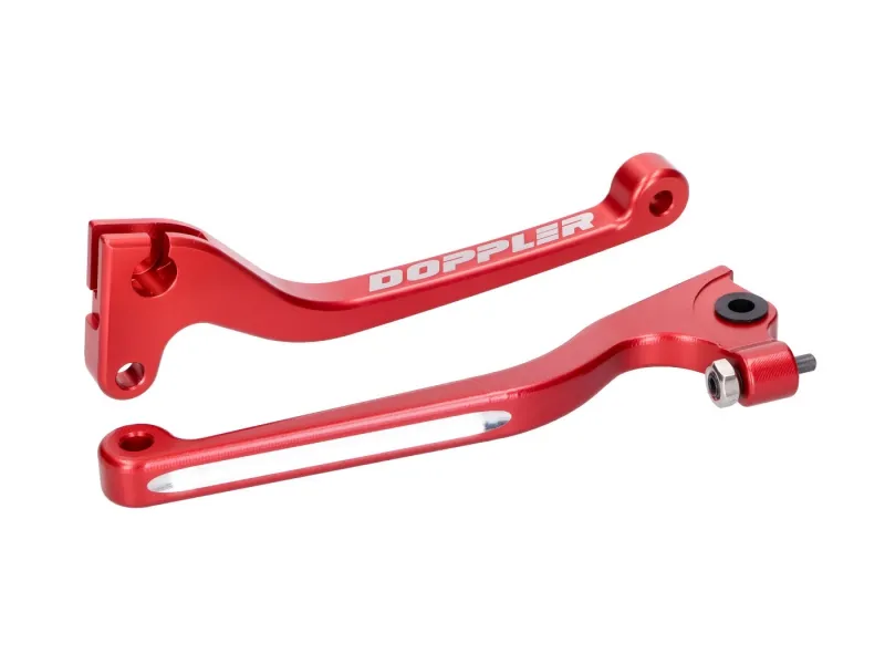 Dokud Zásoby Vydrží Brzdová a spojková páčka Doppler CNC červená pro Derbi Senda, Gilera RCR, SMT -2010